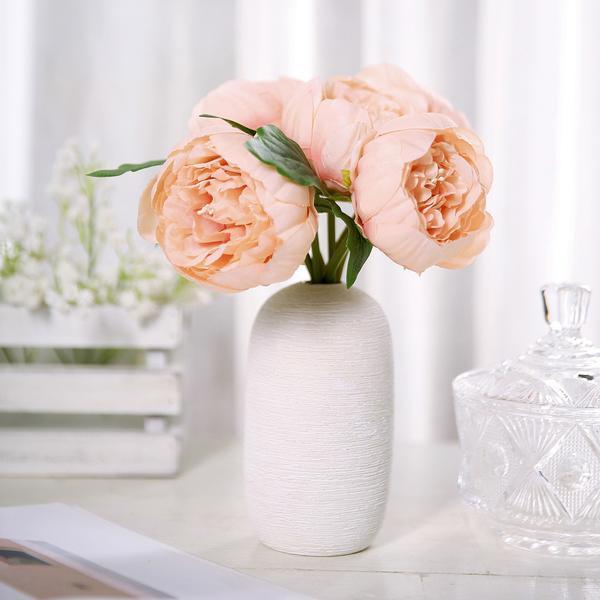10" tall Silk Artificial Peony Flowers Bouquet Arrangement