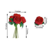 10" tall Silk Artificial Peony Flowers Bouquet Arrangement