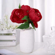 10" tall Silk Artificial Peony Flowers Bouquet Arrangement