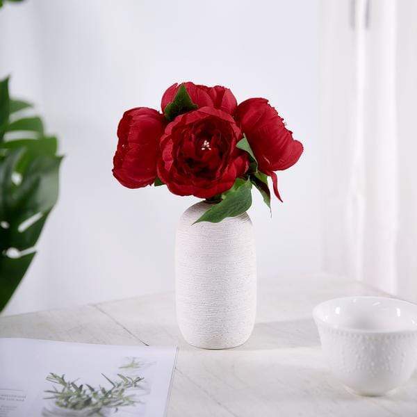 10" tall Silk Artificial Peony Flowers Bouquet Arrangement