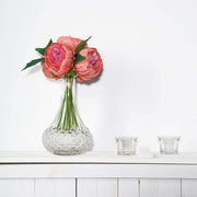 10" tall Silk Artificial Peony Flowers Bouquet Arrangement