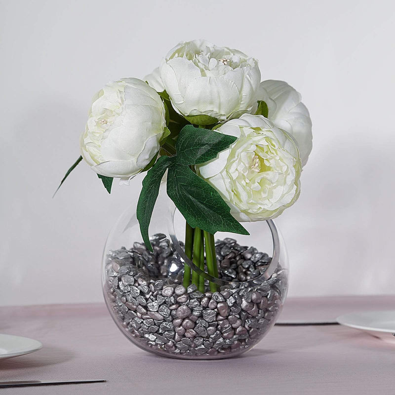 10" tall Silk Artificial Peony Flowers Bouquet Arrangement