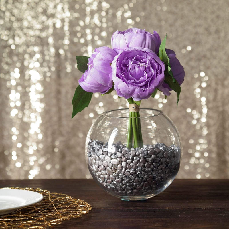 10" tall Silk Artificial Peony Flowers Bouquet Arrangement