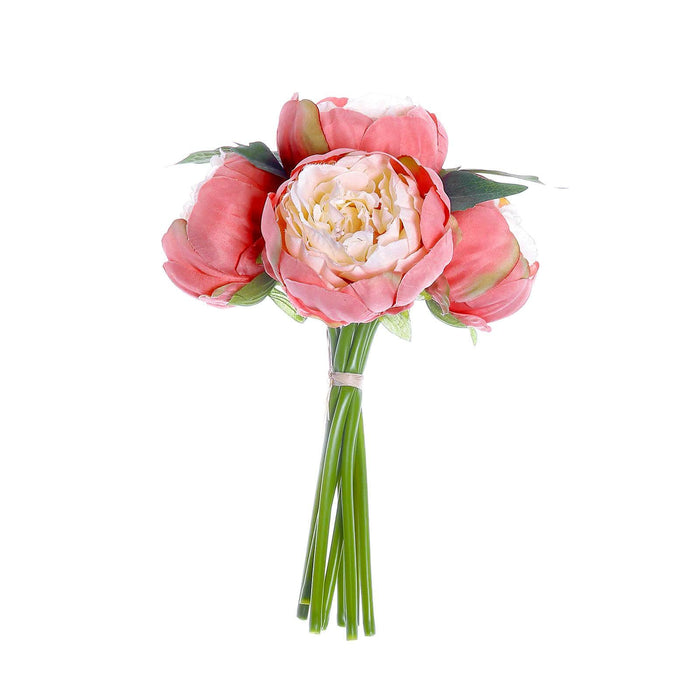10" tall Silk Artificial Peony Flowers Bouquet Arrangement ARTI_BOUQ_PEO07_CORL