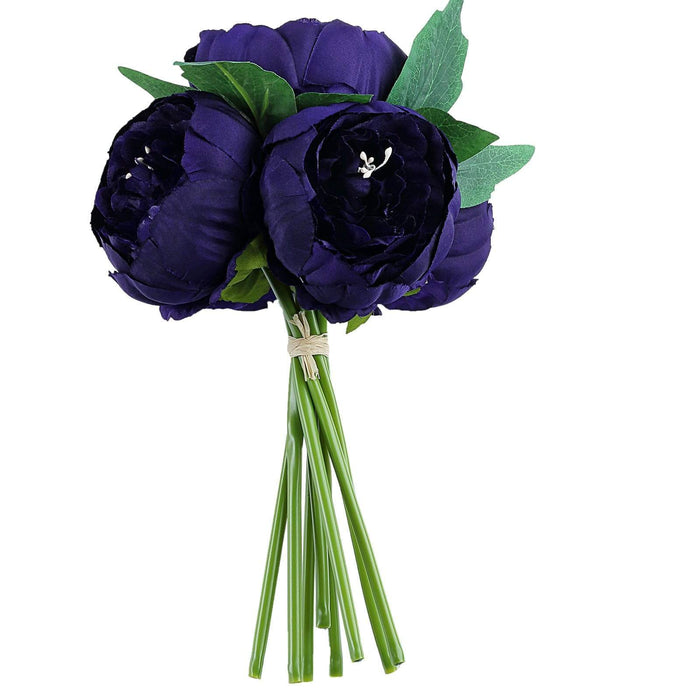 10" tall Silk Artificial Peony Flowers Bouquet Arrangement ARTI_BOUQ_PEO07_PURP