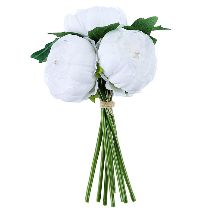 10" tall Silk Artificial Peony Flowers Bouquet Arrangement ARTI_BOUQ_PEO07_WHT