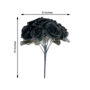 10" tall Velvet Roses Artificial Flowers Bouquet