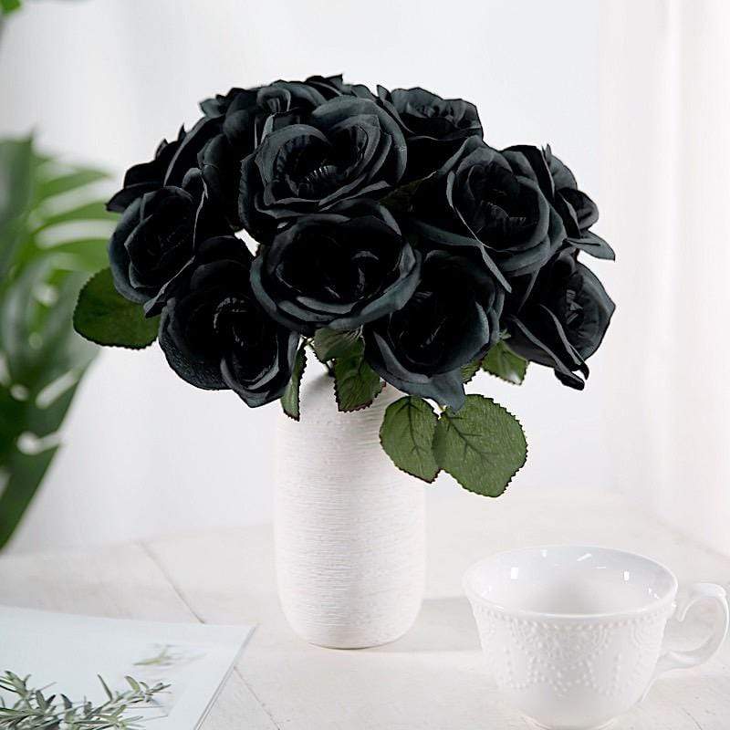 10" tall Velvet Roses Artificial Flowers Bouquet