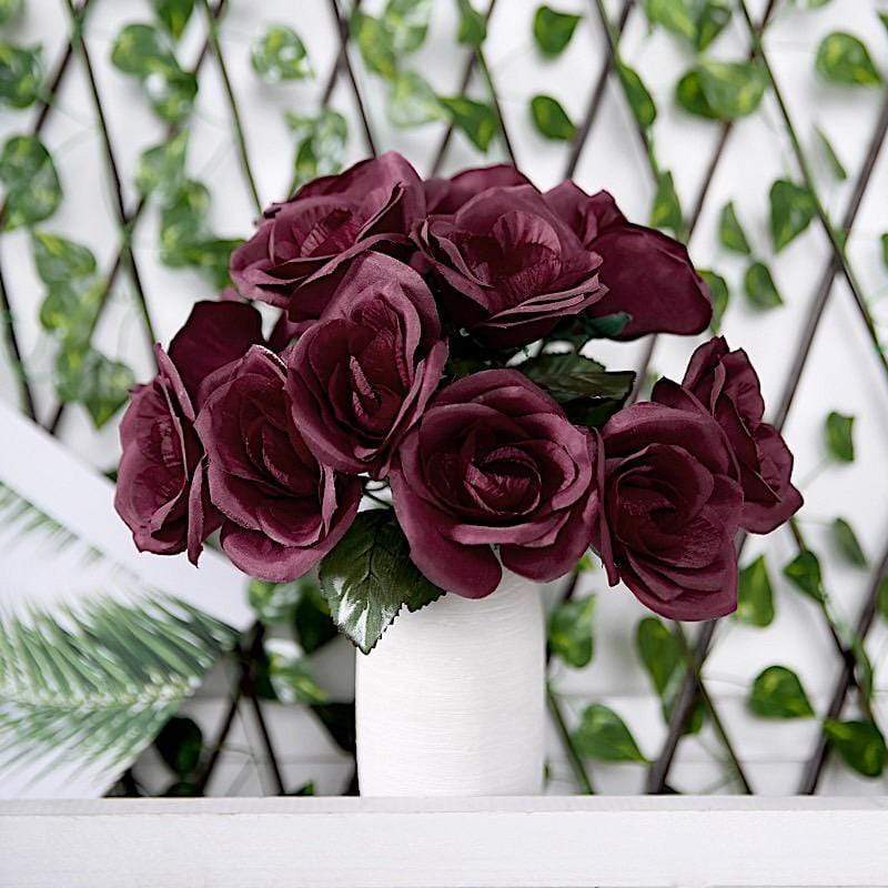 10" tall Velvet Roses Artificial Flowers Bouquet