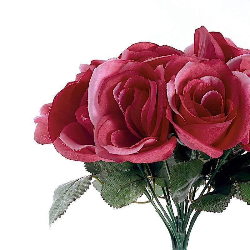 10" tall Velvet Roses Artificial Flowers Bouquet