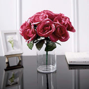 10" tall Velvet Roses Artificial Flowers Bouquet