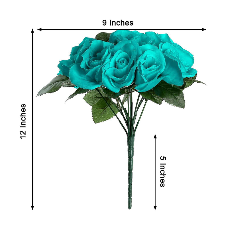 10" tall Velvet Roses Artificial Flowers Bouquet