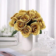 10" tall Velvet Roses Artificial Flowers Bouquet