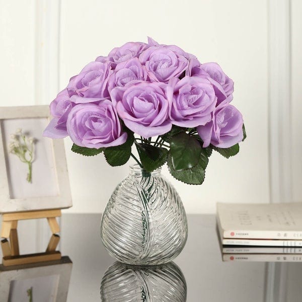 10" tall Velvet Roses Artificial Flowers Bouquet