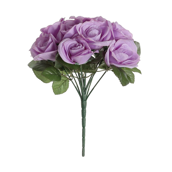 10" tall Velvet Roses Artificial Flowers Bouquet ARTI_RS004_LAV