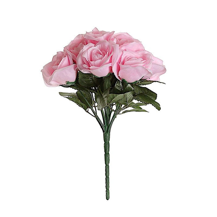 10" tall Velvet Roses Artificial Flowers Bouquet ARTI_RS004_PINK