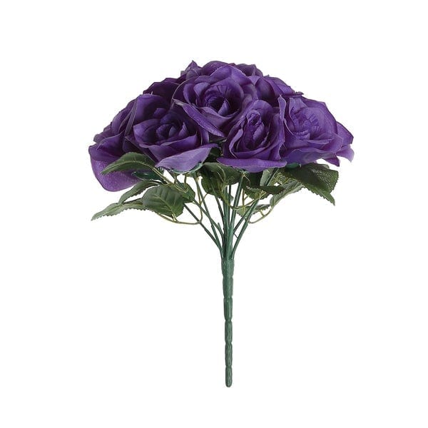 10" tall Velvet Roses Artificial Flowers Bouquet ARTI_RS004_PURP