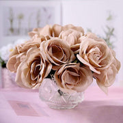 10" tall Velvet Roses Artificial Flowers Bouquet - Blush