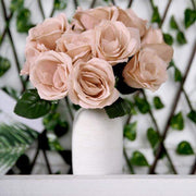 10" tall Velvet Roses Artificial Flowers Bouquet - Blush