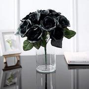 10" tall Velvet Roses Artificial Flowers Bouquet - Blush