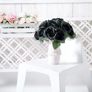 10" tall Velvet Roses Artificial Flowers Bouquet - Blush