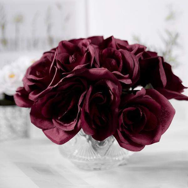 10" tall Velvet Roses Artificial Flowers Bouquet - Blush