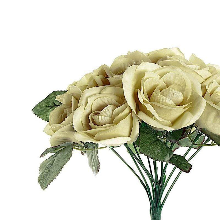 10" tall Velvet Roses Artificial Flowers Bouquet - Blush