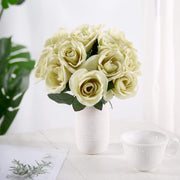 10" tall Velvet Roses Artificial Flowers Bouquet - Blush