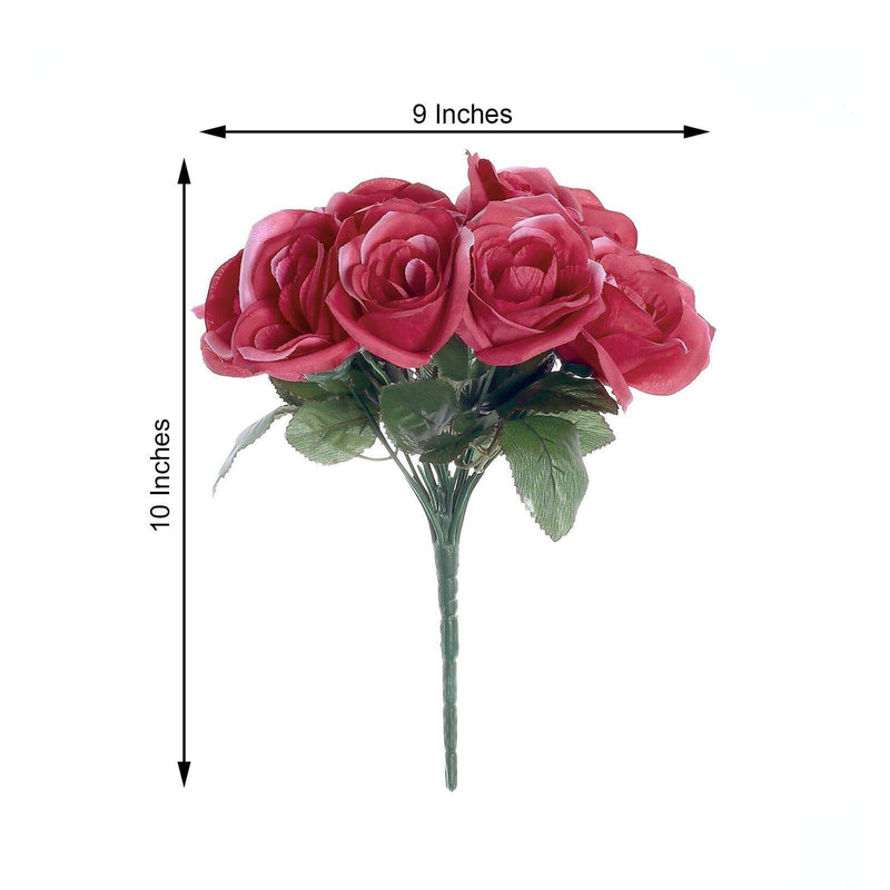10" tall Velvet Roses Artificial Flowers Bouquet - Blush