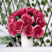 10" tall Velvet Roses Artificial Flowers Bouquet - Blush