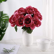 10" tall Velvet Roses Artificial Flowers Bouquet - Blush