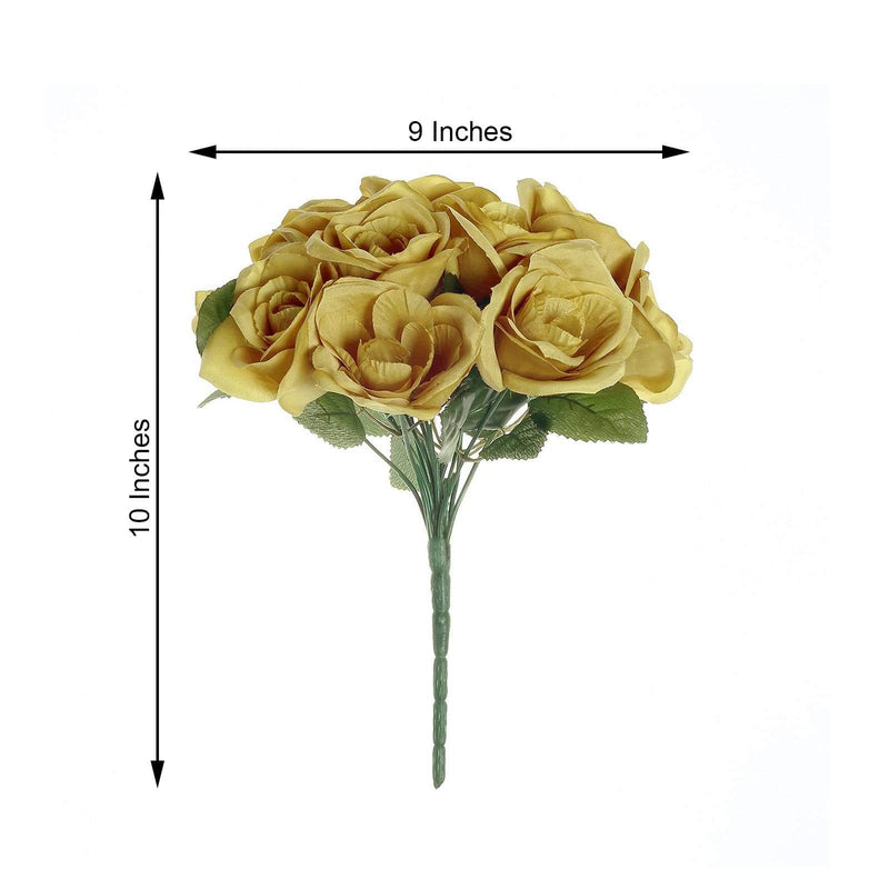 10" tall Velvet Roses Artificial Flowers Bouquet - Blush