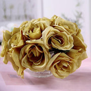 10" tall Velvet Roses Artificial Flowers Bouquet - Blush