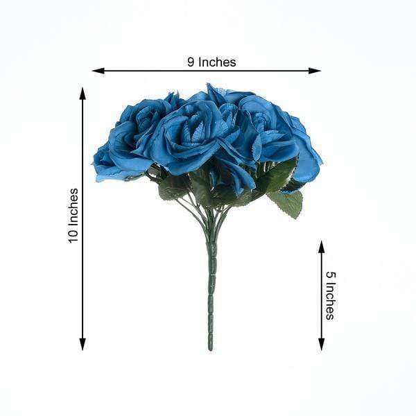 10" tall Velvet Roses Artificial Flowers Bouquet - Blush