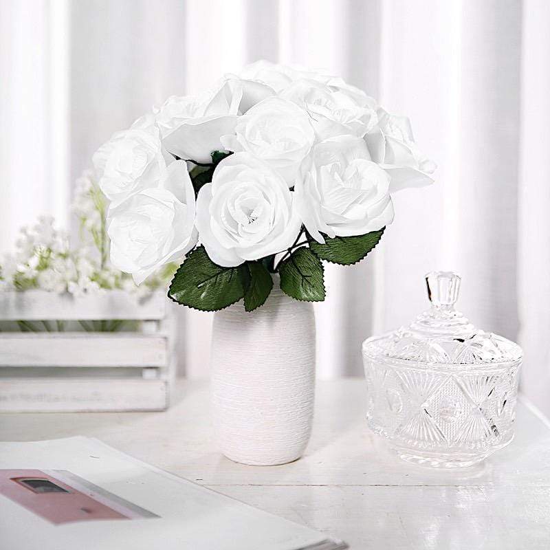 10" tall Velvet Roses Artificial Flowers Bouquet - Blush