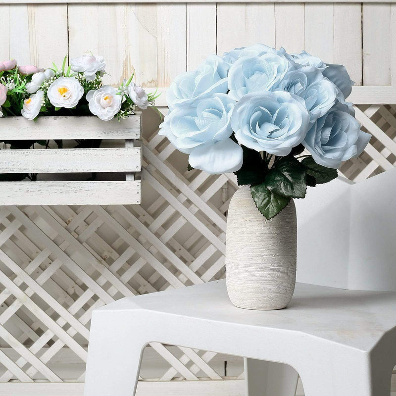 10" tall Velvet Roses Artificial Flowers Bouquet - Blush