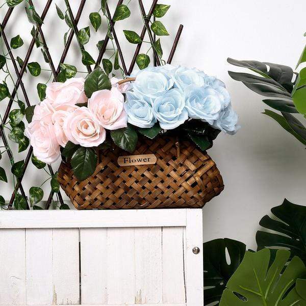 10" tall Velvet Roses Artificial Flowers Bouquet - Blush