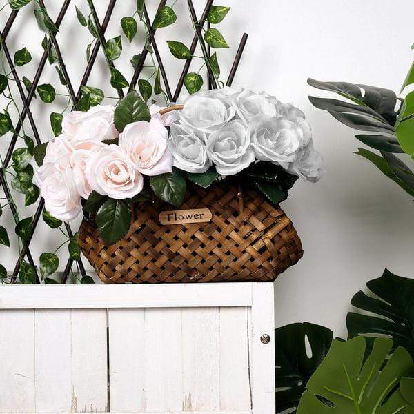 10" tall Velvet Roses Artificial Flowers Bouquet - Blush