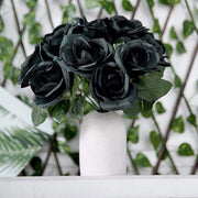 10" tall Velvet Roses Artificial Flowers Bouquet - Blush