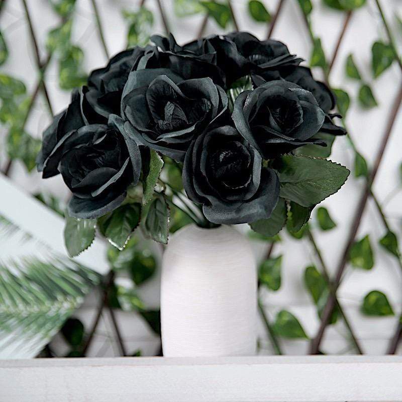 10" tall Velvet Roses Artificial Flowers Bouquet - Blush