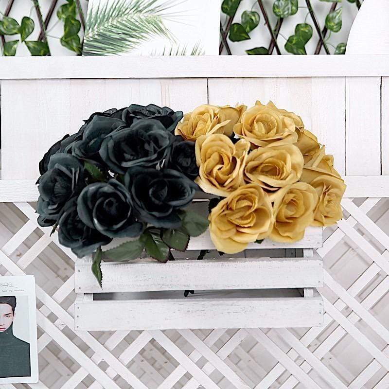 10" tall Velvet Roses Artificial Flowers Bouquet - Blush