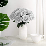 10" tall Velvet Roses Artificial Flowers Bouquet - Blush