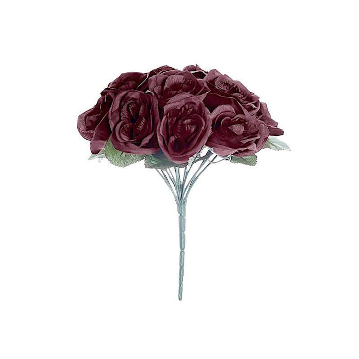 10" tall Velvet Roses Artificial Flowers Bouquet - Blush ARTI_RS004_BURG