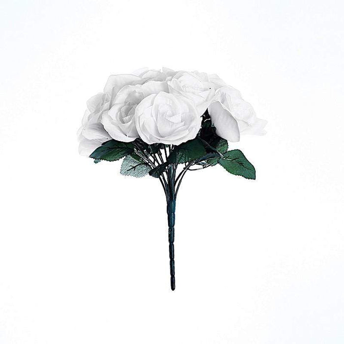 10" tall Velvet Roses Artificial Flowers Bouquet - Blush ARTI_RS004_WHT