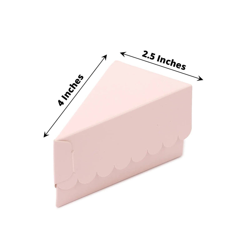 10 Triangle Cake Slice Paper Boxes with Scalloped Top Favor Holders