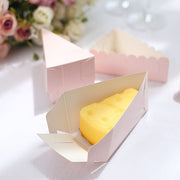 10 Triangle Cake Slice Paper Boxes with Scalloped Top Favor Holders