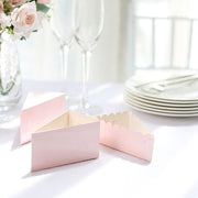 10 Triangle Cake Slice Paper Boxes with Scalloped Top Favor Holders