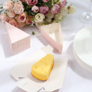 10 Triangle Cake Slice Paper Boxes with Scalloped Top Favor Holders