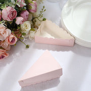 10 Triangle Cake Slice Paper Boxes with Scalloped Top Favor Holders