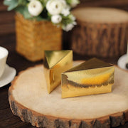 10 Triangle Cake Slice Paper Boxes with Scalloped Top Favor Holders